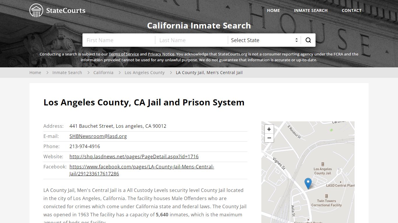 LA County Jail, Men's Central Jail Inmate Records Search, California ...